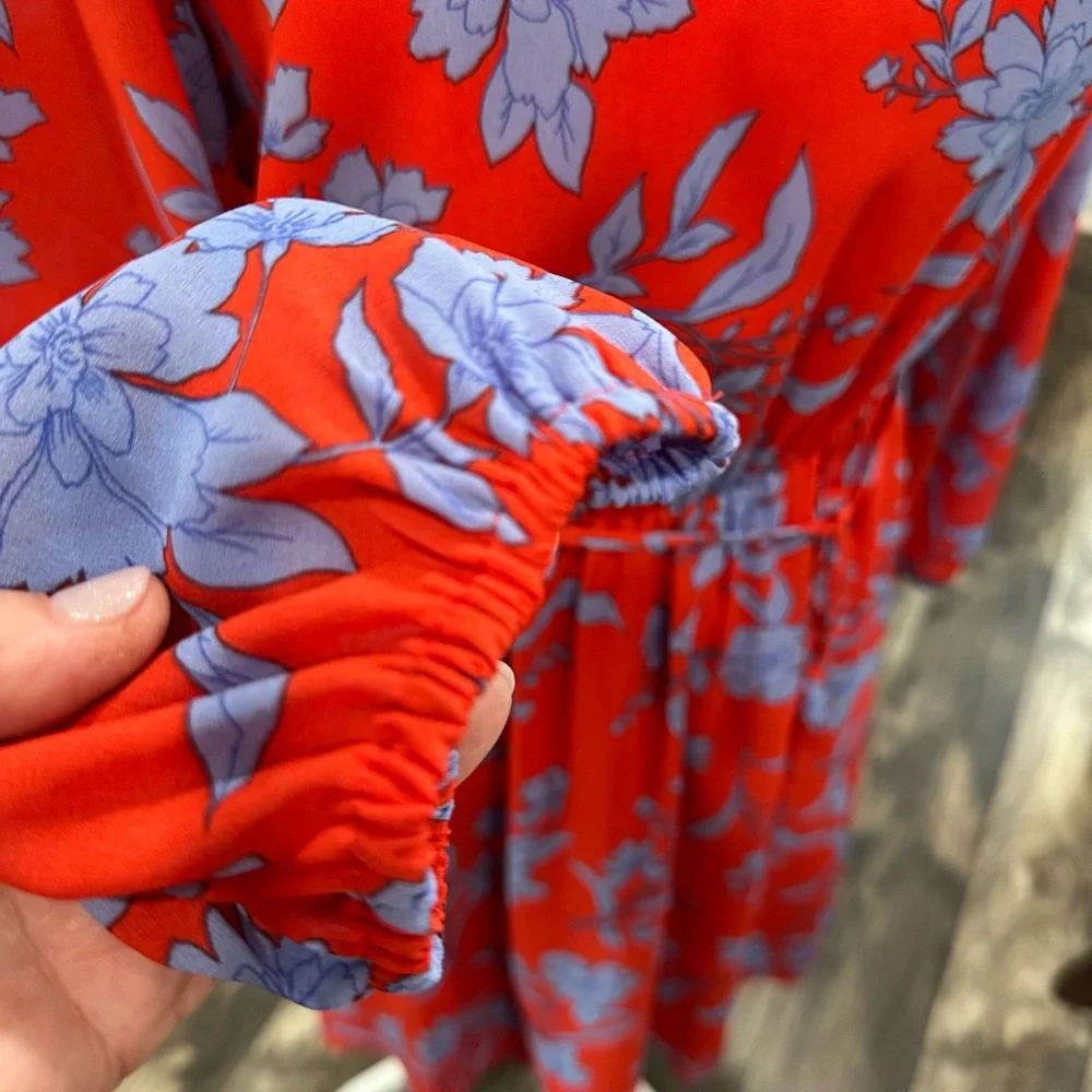 Ann Taylor Red and Blue Floral Dress - Picture 4 of 6